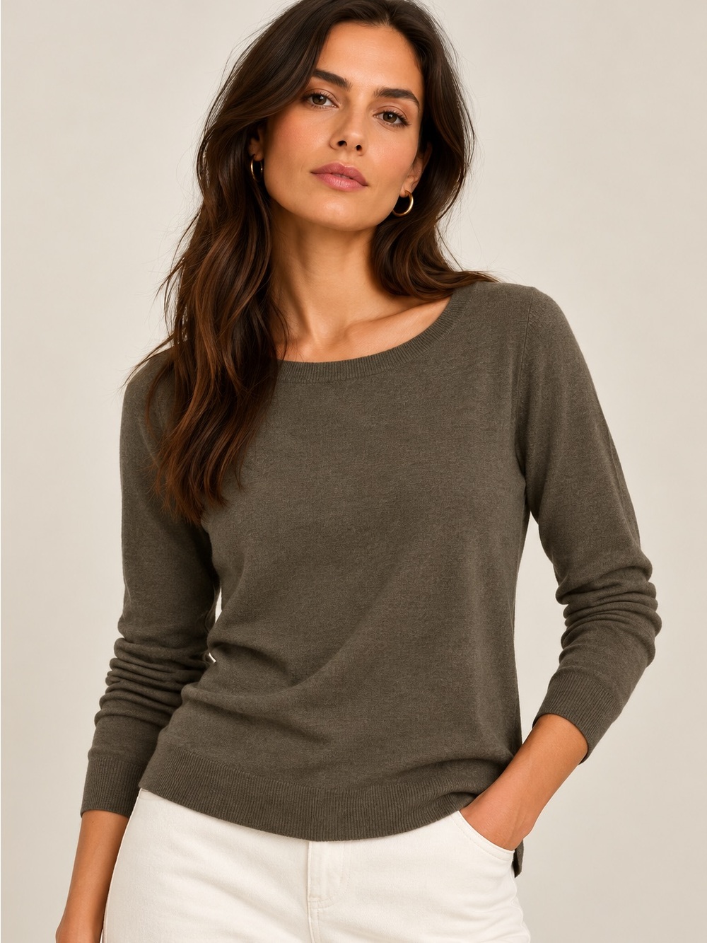 Banana Republic Silk Cashmere Blend Brown Lightweight Crewneck Sweater